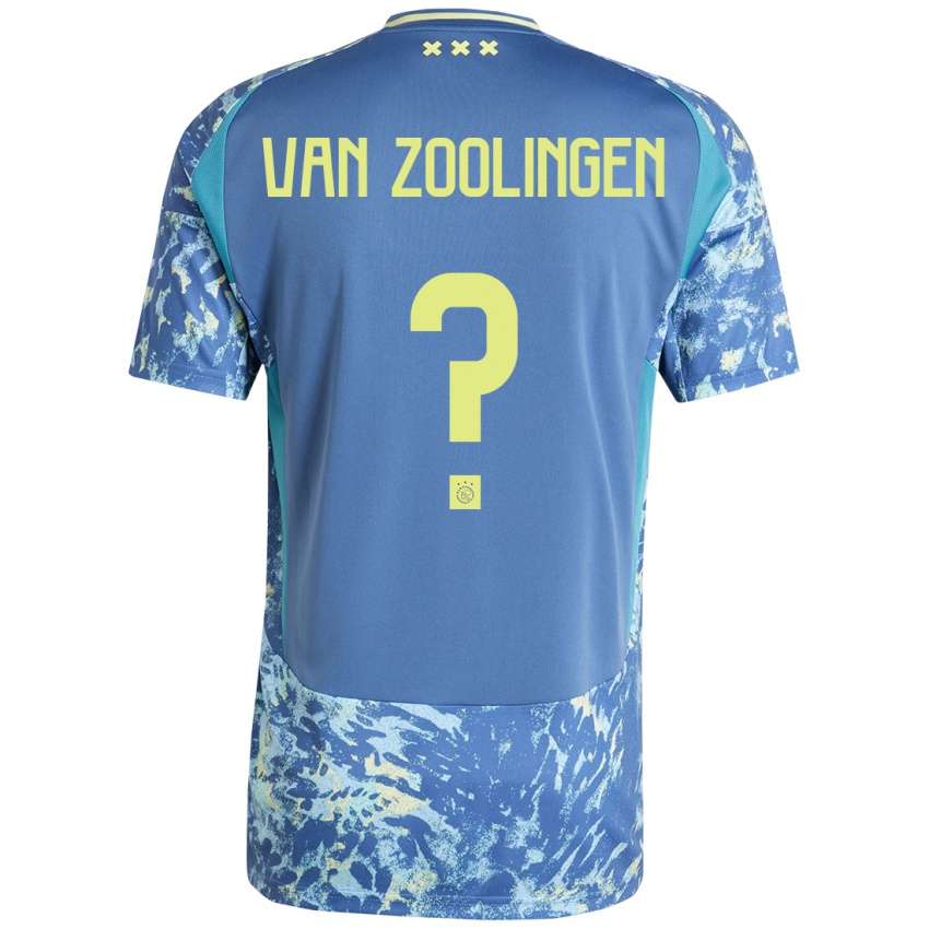 Heren Glenn Van Zoolingen #0 Grijs Blauw Geel Uitshirt Uittenue 2024/25 T-Shirt