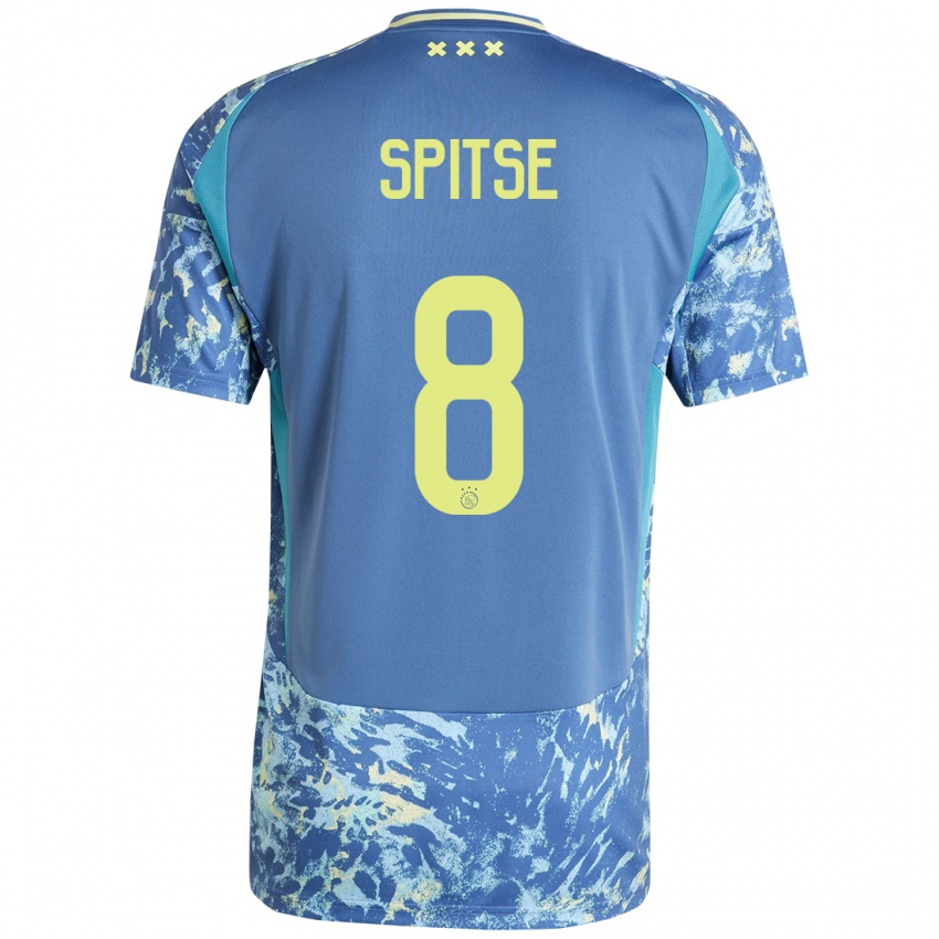 Heren Sherida Spitse #8 Grijs Blauw Geel Uitshirt Uittenue 2024/25 T-Shirt