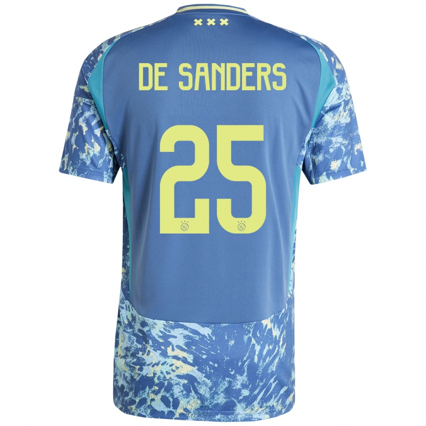 Heren Kay-Lee De Sanders #25 Grijs Blauw Geel Uitshirt Uittenue 2024/25 T-Shirt