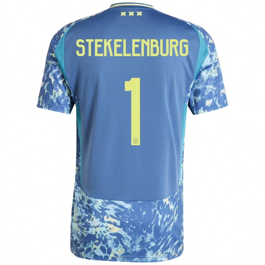 Heren Maarten Stekelenburg #1 Grijs Blauw Geel Uitshirt Uittenue 2024/25 T-Shirt