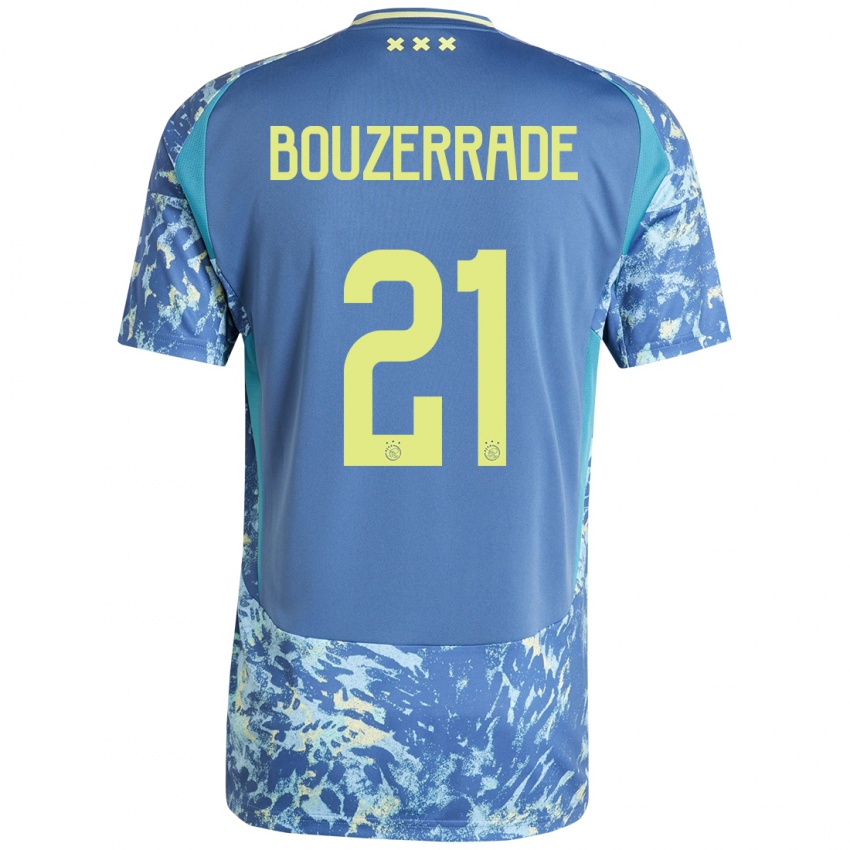 Heren Zaina Bouzerrade #21 Grijs Blauw Geel Uitshirt Uittenue 2024/25 T-Shirt