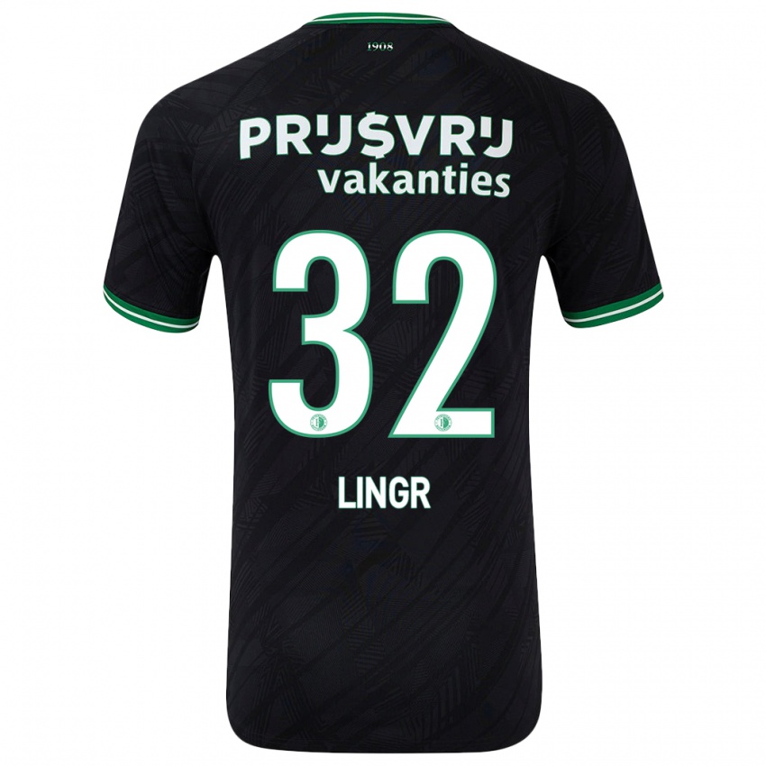 Heren Ondrej Lingr #32 Zwart Groen Uitshirt Uittenue 2024/25 T-Shirt