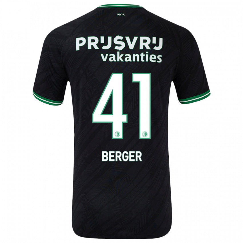 Heren Mannou Berger #41 Zwart Groen Uitshirt Uittenue 2024/25 T-Shirt