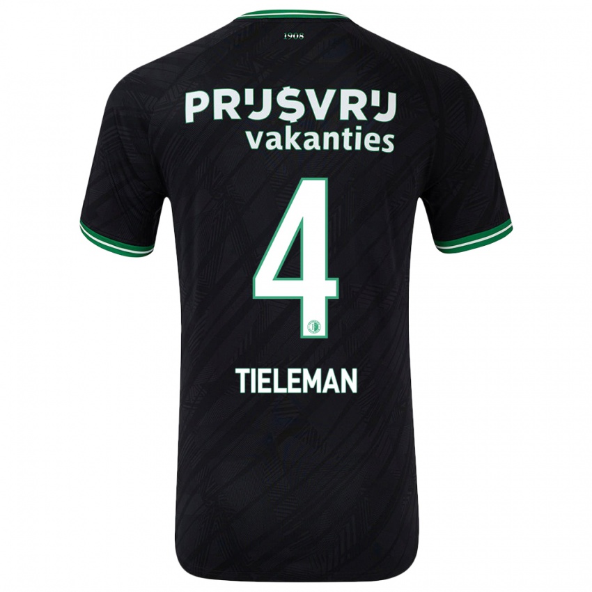 Heren Jerry Tieleman #4 Zwart Groen Uitshirt Uittenue 2024/25 T-Shirt