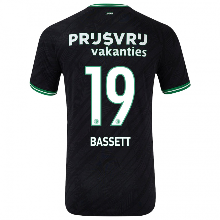 Heren Cole Bassett #19 Zwart Groen Uitshirt Uittenue 2024/25 T-Shirt