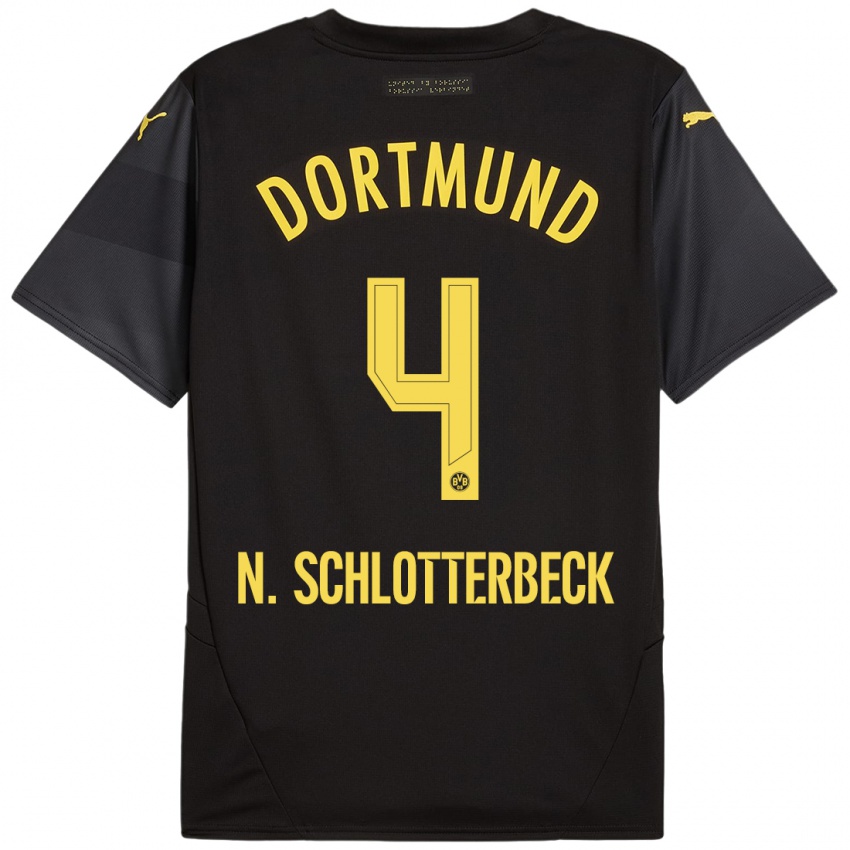 Heren Nico Schlotterbeck #4 Zwart Geel Uitshirt Uittenue 2024/25 T-Shirt