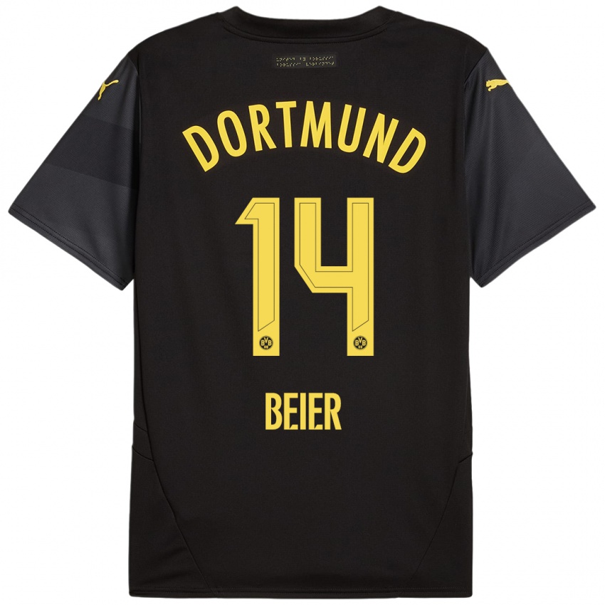 Heren Maximilian Beier #14 Zwart Geel Uitshirt Uittenue 2024/25 T-Shirt