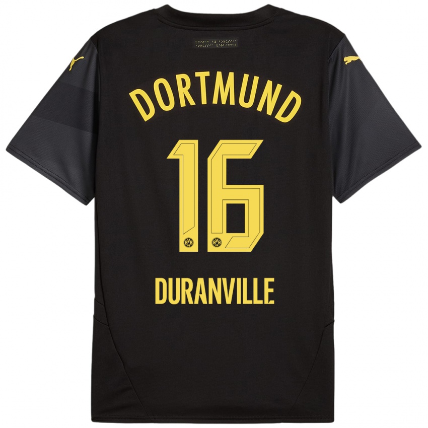 Heren Julien Duranville #16 Zwart Geel Uitshirt Uittenue 2024/25 T-Shirt