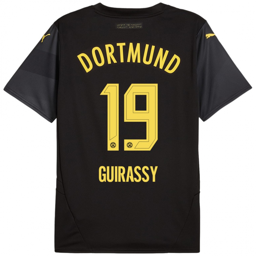 Heren Serhou Guirassy #19 Zwart Geel Uitshirt Uittenue 2024/25 T-Shirt