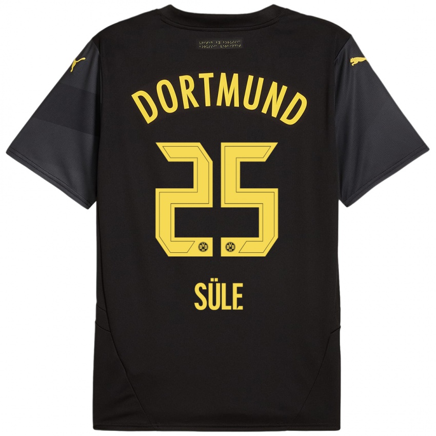 Heren Niklas Sule #25 Zwart Geel Uitshirt Uittenue 2024/25 T-Shirt