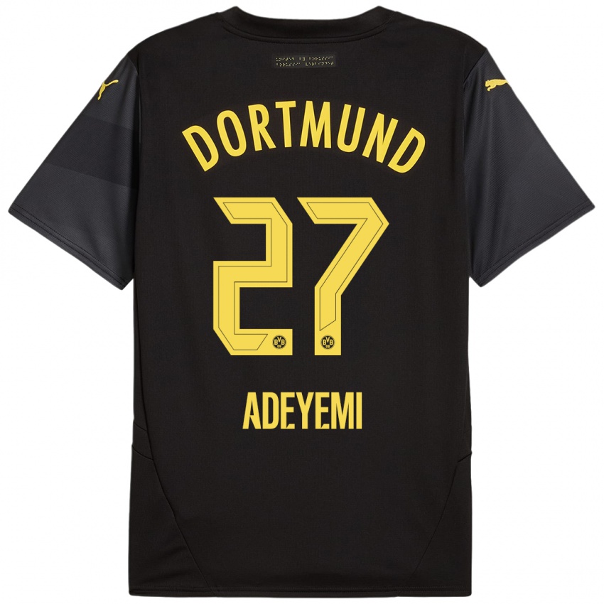 Heren Karim Adeyemi #27 Zwart Geel Uitshirt Uittenue 2024/25 T-Shirt