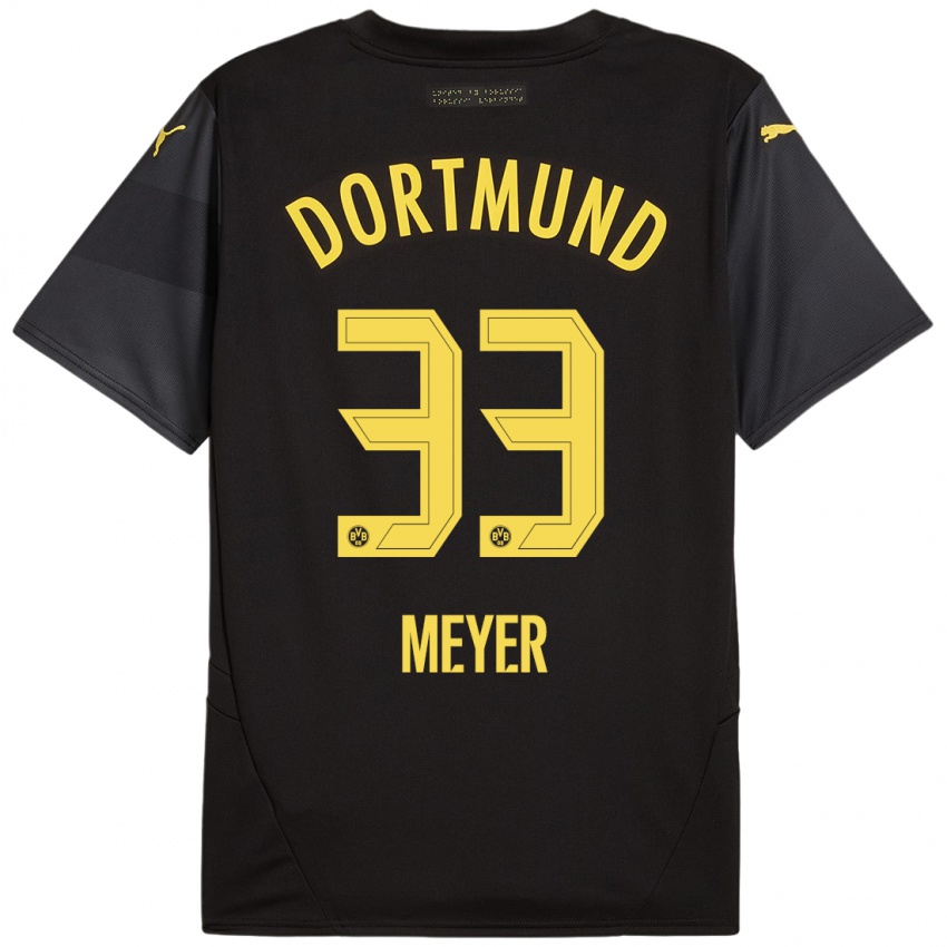 Heren Alexander Meyer #33 Zwart Geel Uitshirt Uittenue 2024/25 T-Shirt