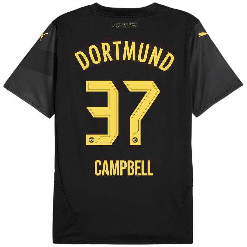 Heren Cole Campbell #37 Zwart Geel Uitshirt Uittenue 2024/25 T-Shirt