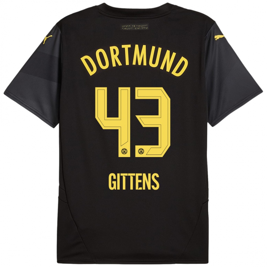 Heren Jamie Bynoe-Gittens #43 Zwart Geel Uitshirt Uittenue 2024/25 T-Shirt