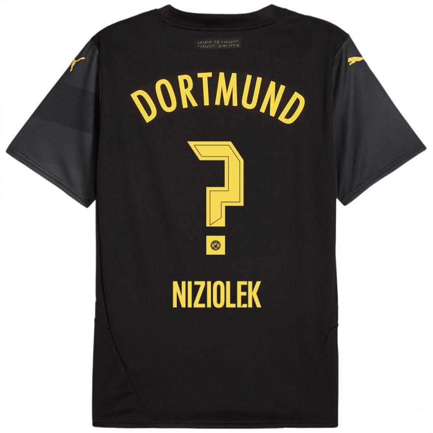 Heren Alex Niziolek #0 Zwart Geel Uitshirt Uittenue 2024/25 T-Shirt