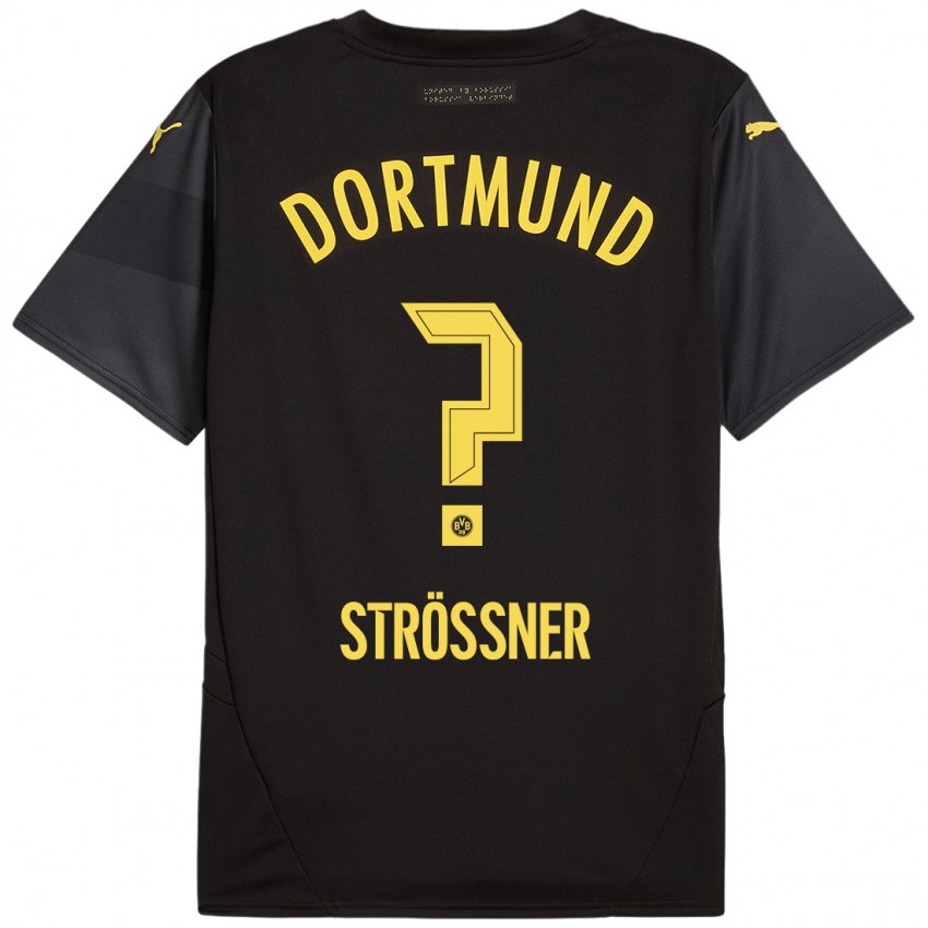 Heren Lenni Strößner #0 Zwart Geel Uitshirt Uittenue 2024/25 T-Shirt