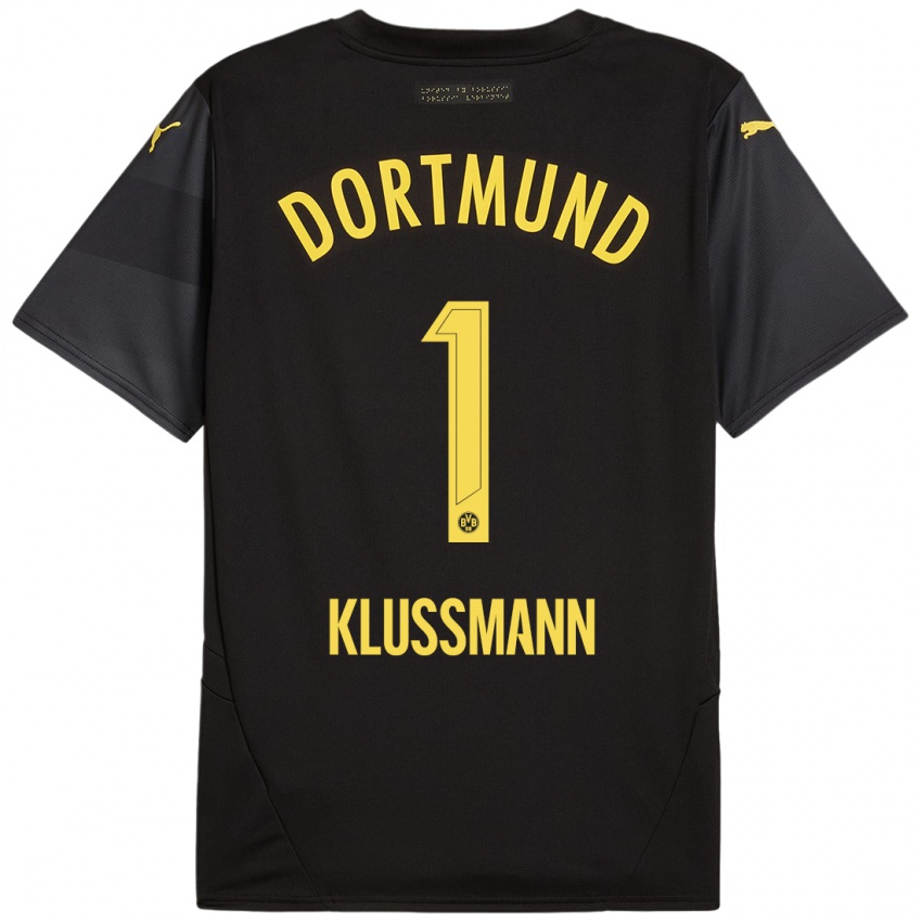 Heren Leon Klußmann #1 Zwart Geel Uitshirt Uittenue 2024/25 T-Shirt