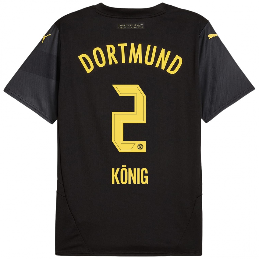 Heren Niklas König #2 Zwart Geel Uitshirt Uittenue 2024/25 T-Shirt