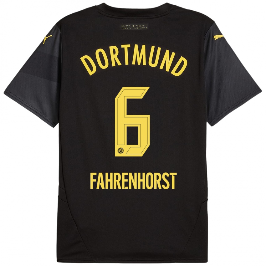 Heren Luke Fahrenhorst #6 Zwart Geel Uitshirt Uittenue 2024/25 T-Shirt