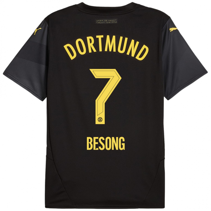 Heren Paul-Philipp Besong #7 Zwart Geel Uitshirt Uittenue 2024/25 T-Shirt