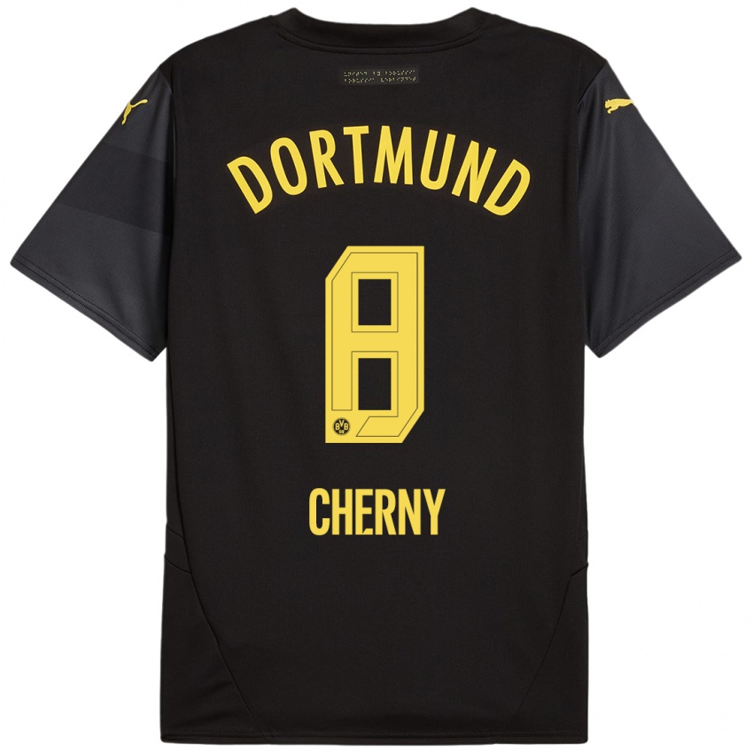 Heren Nick Cherny #8 Zwart Geel Uitshirt Uittenue 2024/25 T-Shirt