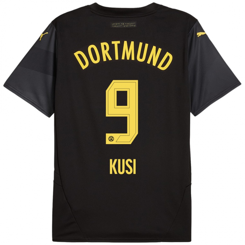 Heren Jemain Kusi #9 Zwart Geel Uitshirt Uittenue 2024/25 T-Shirt