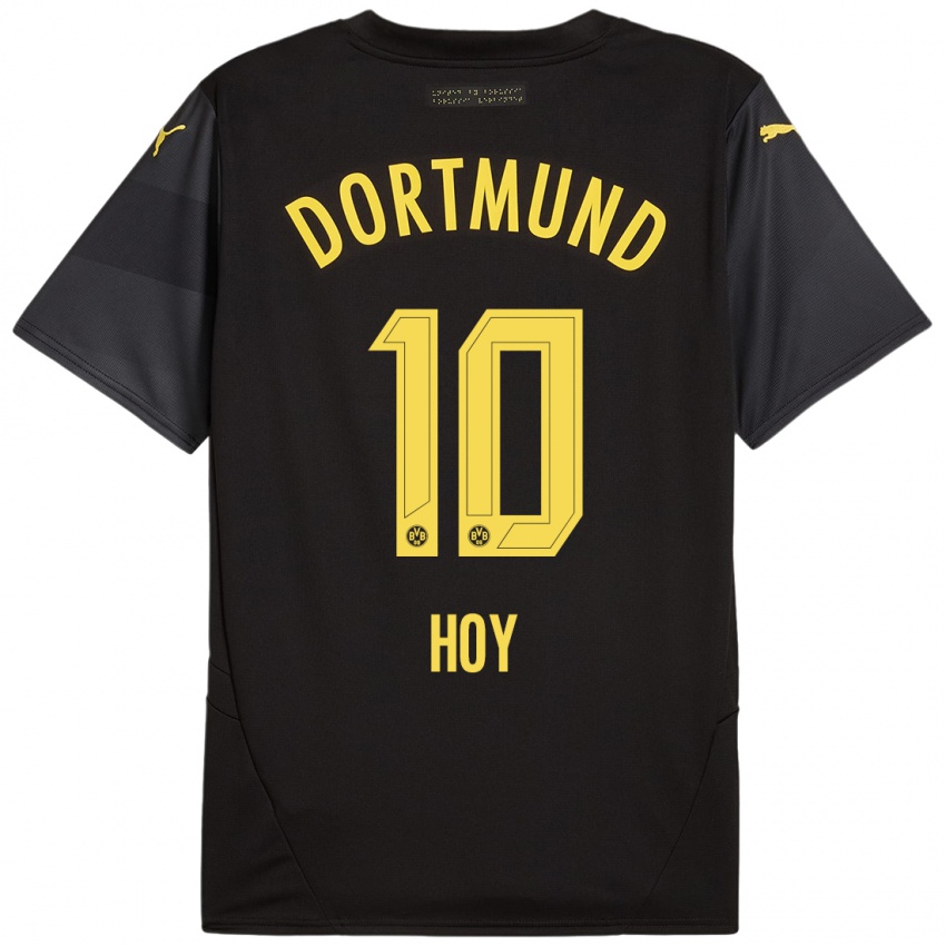 Heren Justin Hoy #10 Zwart Geel Uitshirt Uittenue 2024/25 T-Shirt