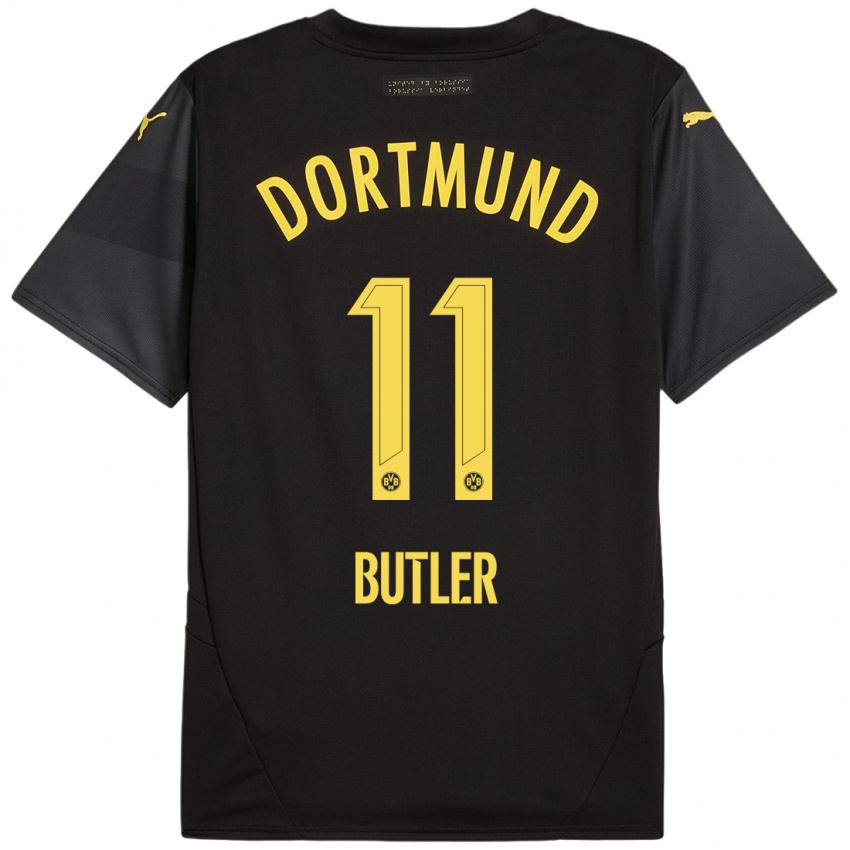 Heren Justin Butler #11 Zwart Geel Uitshirt Uittenue 2024/25 T-Shirt