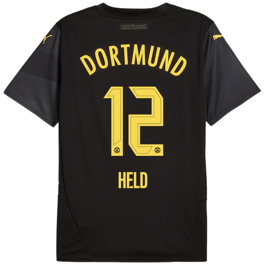 Heren Aaron Held #12 Zwart Geel Uitshirt Uittenue 2024/25 T-Shirt