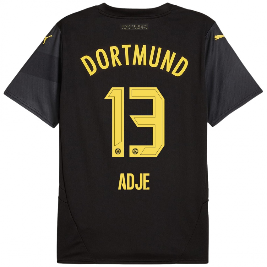 Heren Miguel Adje #13 Zwart Geel Uitshirt Uittenue 2024/25 T-Shirt