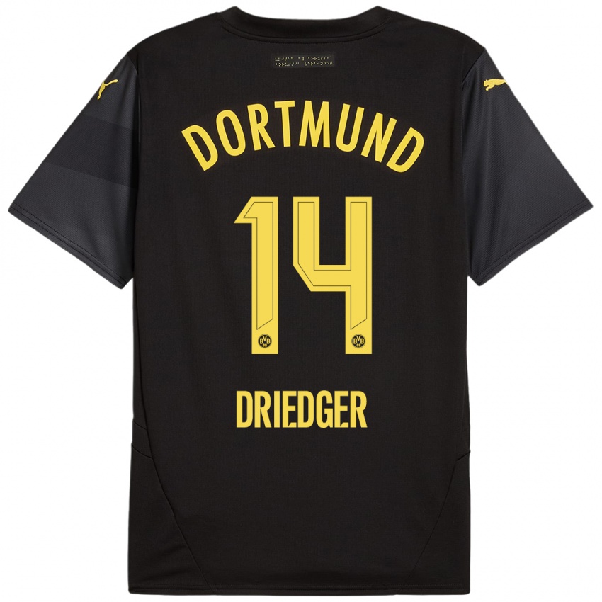 Heren Julian Driedger #14 Zwart Geel Uitshirt Uittenue 2024/25 T-Shirt