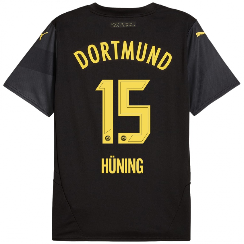 Heren Ben Hüning #15 Zwart Geel Uitshirt Uittenue 2024/25 T-Shirt