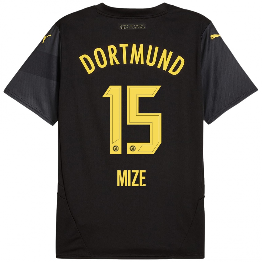 Heren Jack Mize #15 Zwart Geel Uitshirt Uittenue 2024/25 T-Shirt