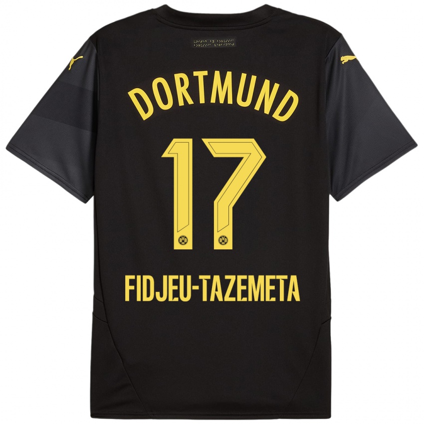 Heren Thierry Fidjeu-Tazemeta #17 Zwart Geel Uitshirt Uittenue 2024/25 T-Shirt