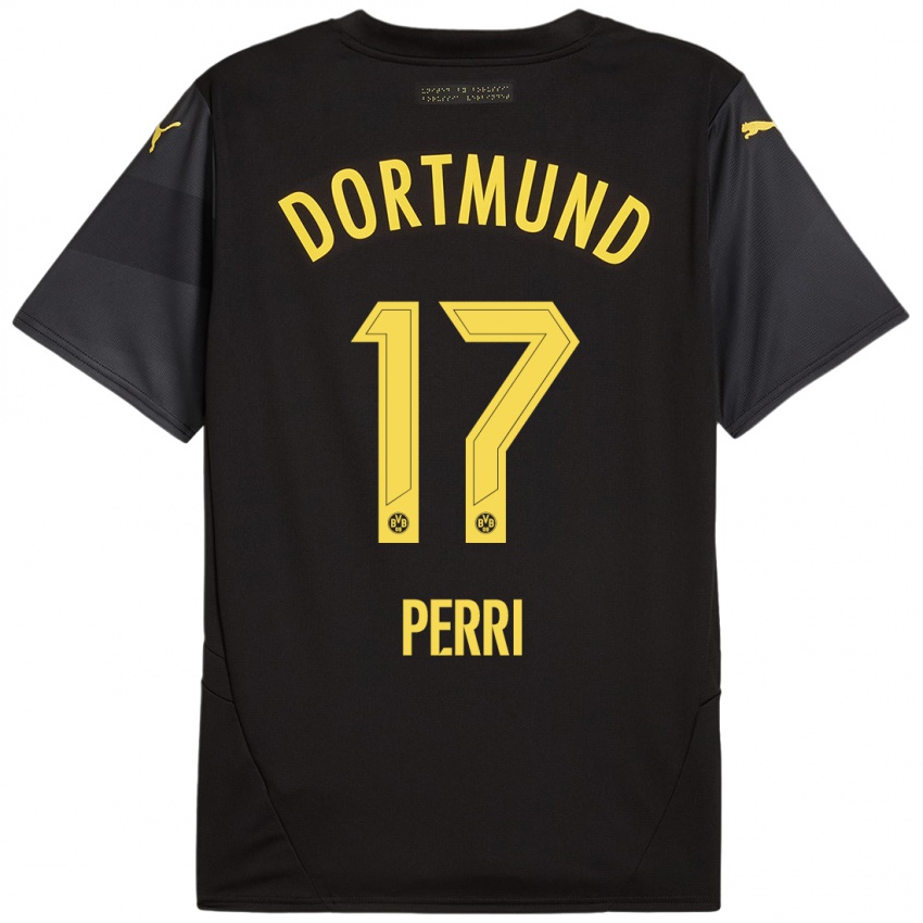 Heren Luca Perri #17 Zwart Geel Uitshirt Uittenue 2024/25 T-Shirt