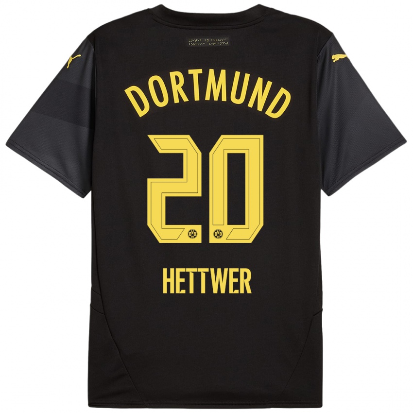 Heren Julian Hettwer #20 Zwart Geel Uitshirt Uittenue 2024/25 T-Shirt