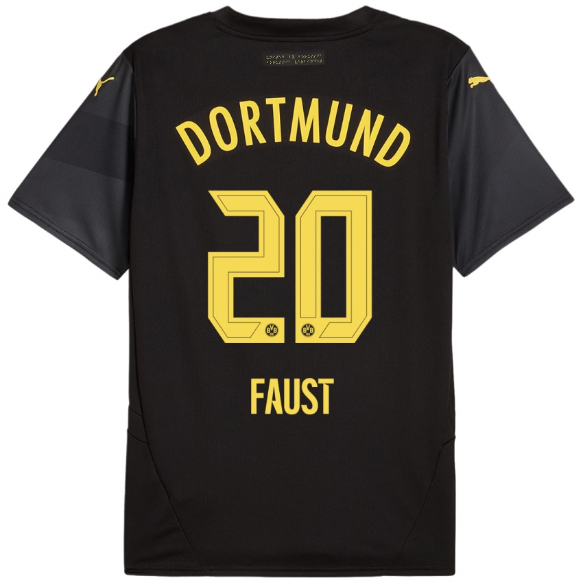 Heren Tom Faust #20 Zwart Geel Uitshirt Uittenue 2024/25 T-Shirt