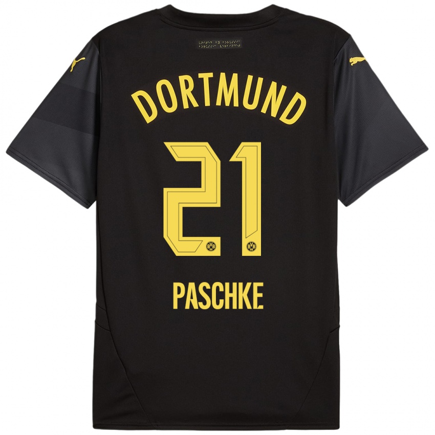 Heren Felix Paschke #21 Zwart Geel Uitshirt Uittenue 2024/25 T-Shirt