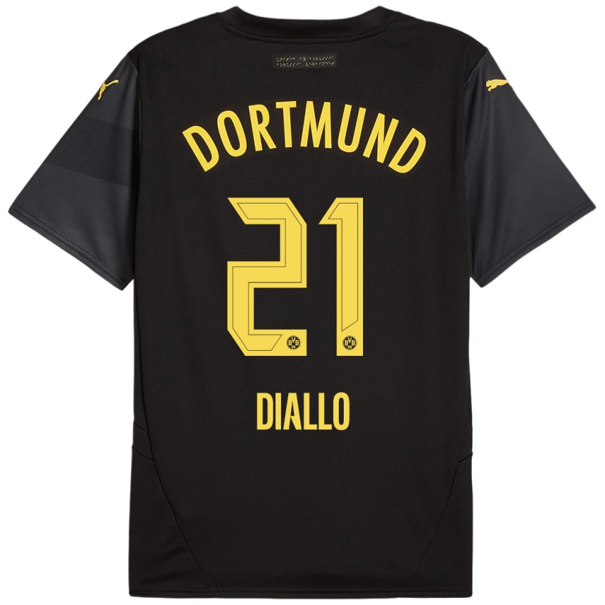 Heren Ousmane Diallo #21 Zwart Geel Uitshirt Uittenue 2024/25 T-Shirt