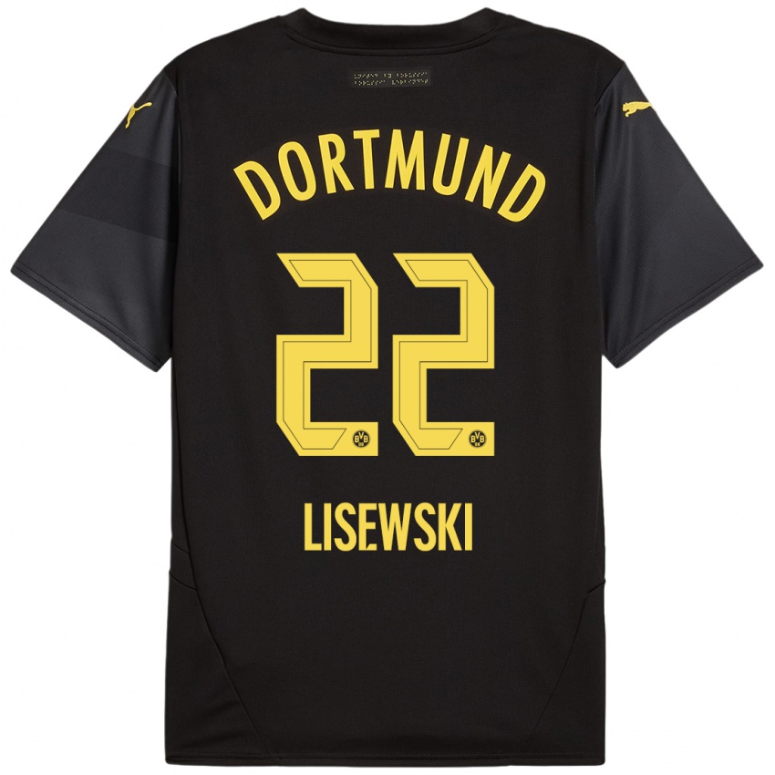 Heren Robin Lisewski #22 Zwart Geel Uitshirt Uittenue 2024/25 T-Shirt