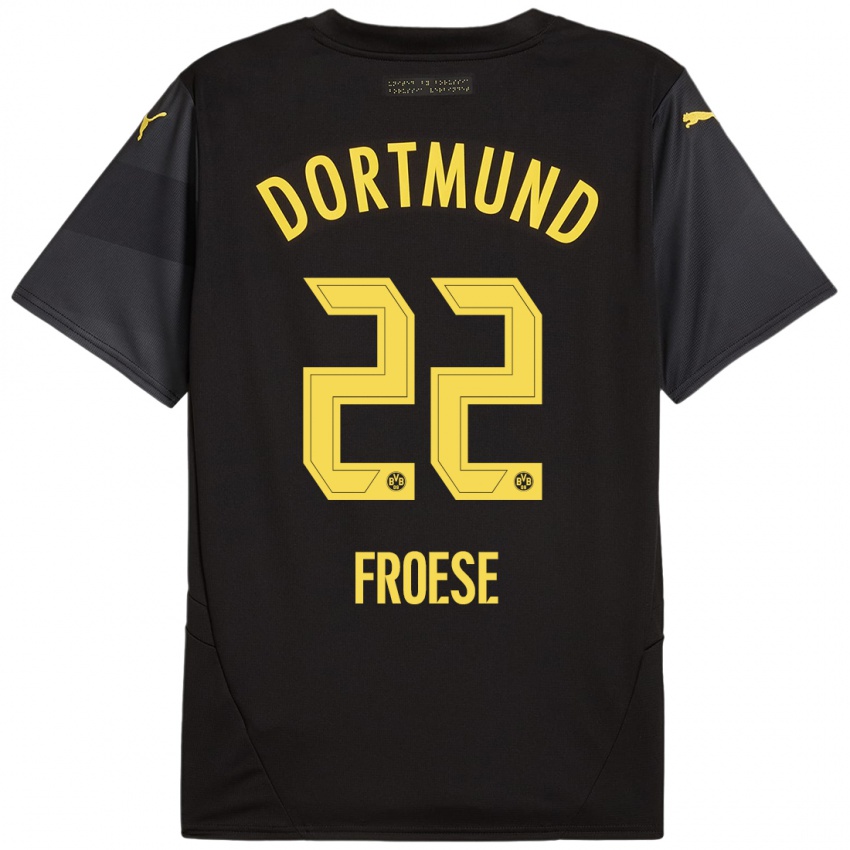 Heren Julien Froese #22 Zwart Geel Uitshirt Uittenue 2024/25 T-Shirt