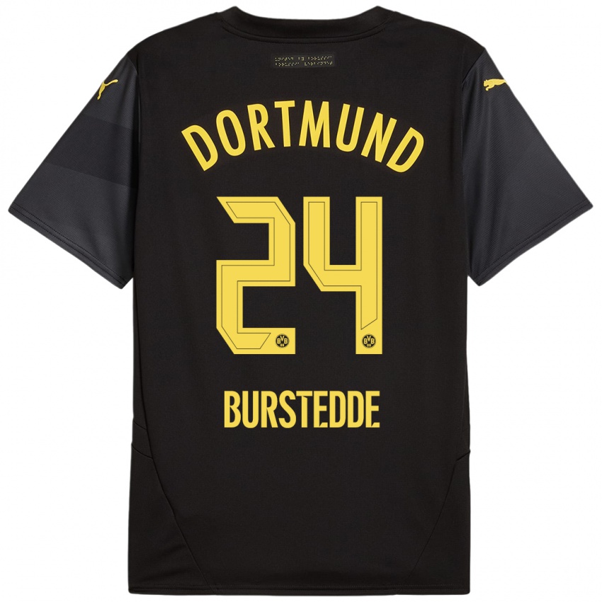 Heren Joshua Burstedde #24 Zwart Geel Uitshirt Uittenue 2024/25 T-Shirt