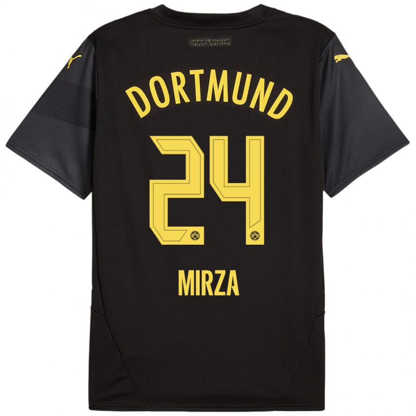 Heren Marwan-Omir Mirza #24 Zwart Geel Uitshirt Uittenue 2024/25 T-Shirt