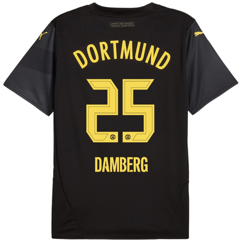 Heren Niclas Damberg #25 Zwart Geel Uitshirt Uittenue 2024/25 T-Shirt