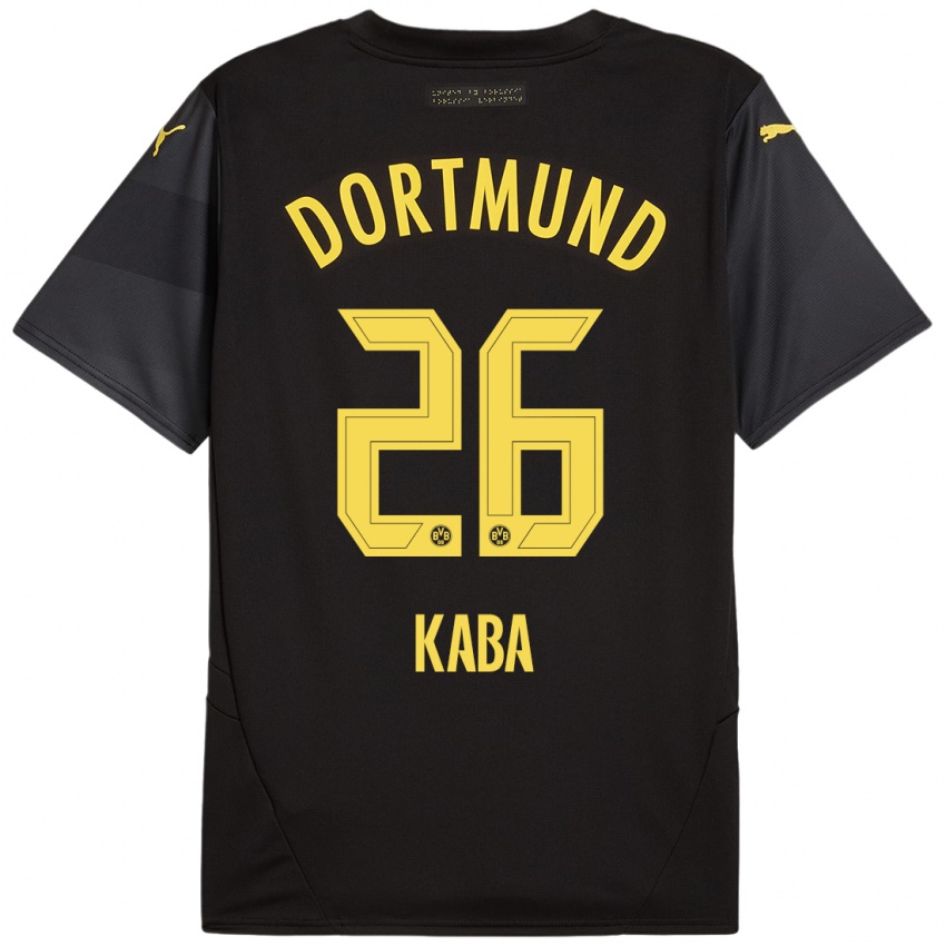 Heren Mussa Kaba #26 Zwart Geel Uitshirt Uittenue 2024/25 T-Shirt