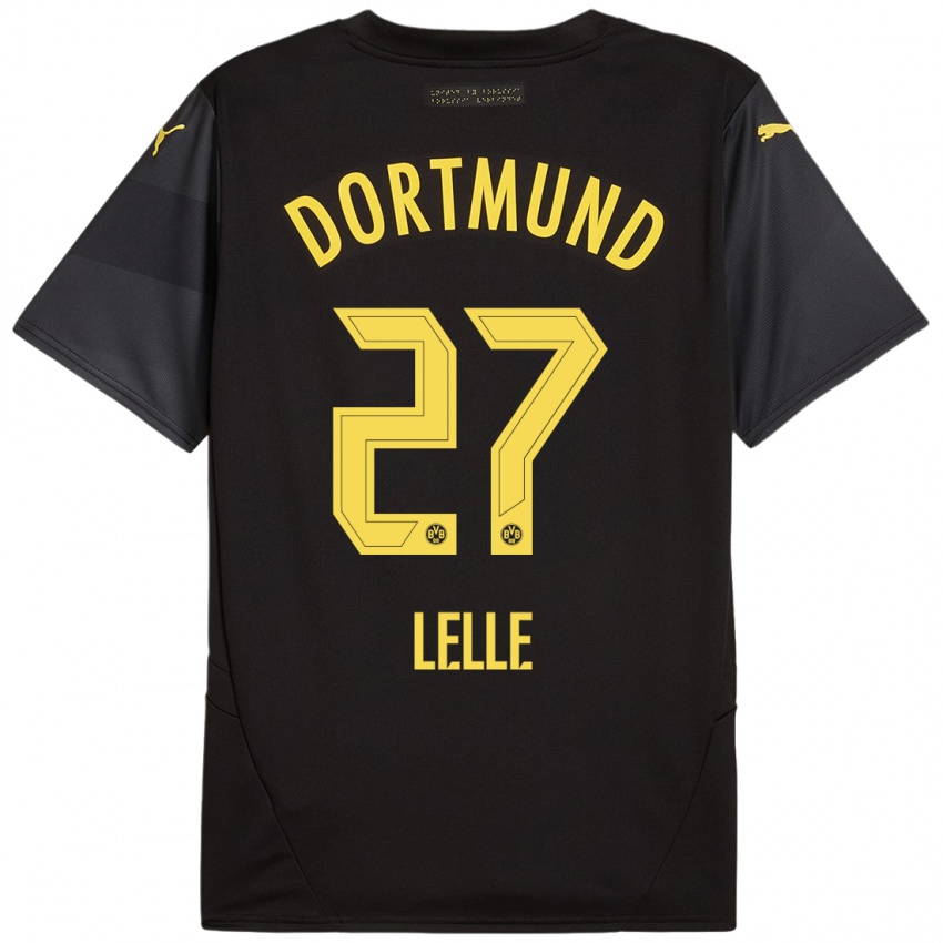 Heren David Lelle #27 Zwart Geel Uitshirt Uittenue 2024/25 T-Shirt