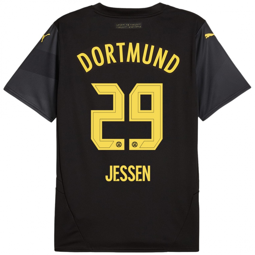 Heren Niklas Jessen #29 Zwart Geel Uitshirt Uittenue 2024/25 T-Shirt