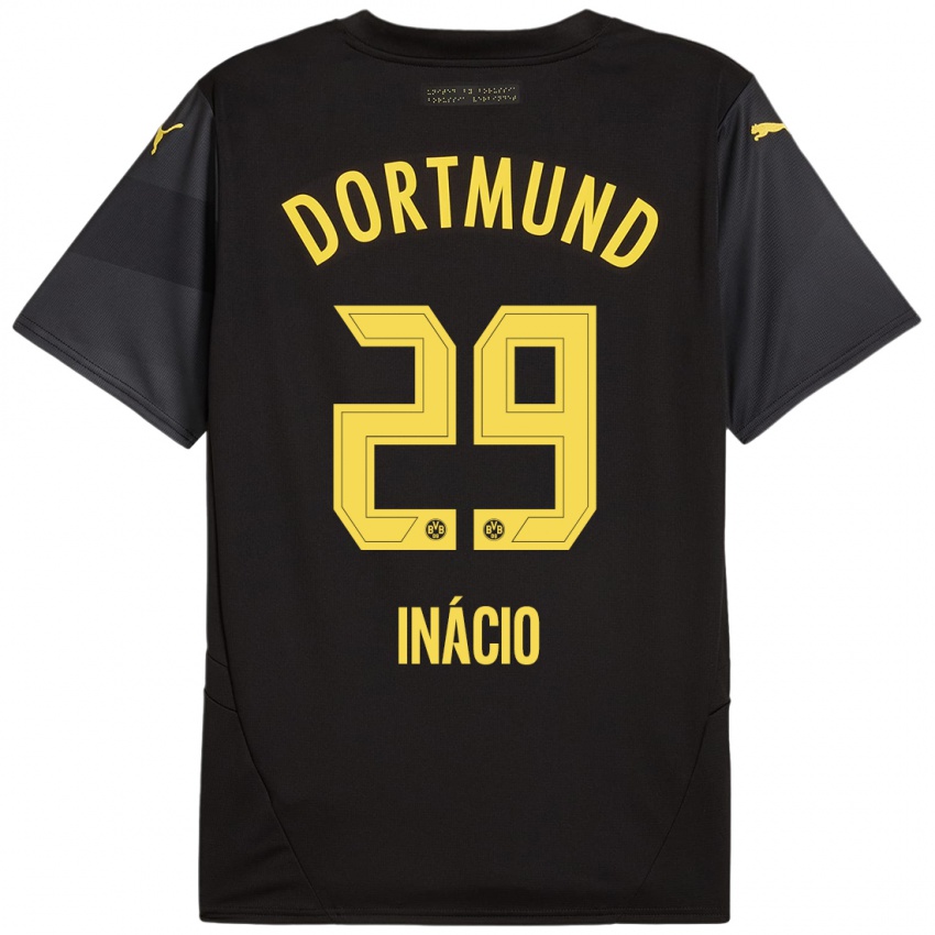 Heren Samuele Inácio #29 Zwart Geel Uitshirt Uittenue 2024/25 T-Shirt