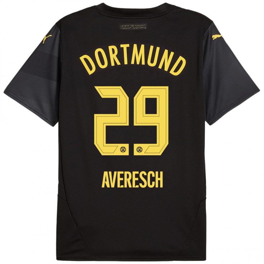 Heren Noah Averesch #29 Zwart Geel Uitshirt Uittenue 2024/25 T-Shirt