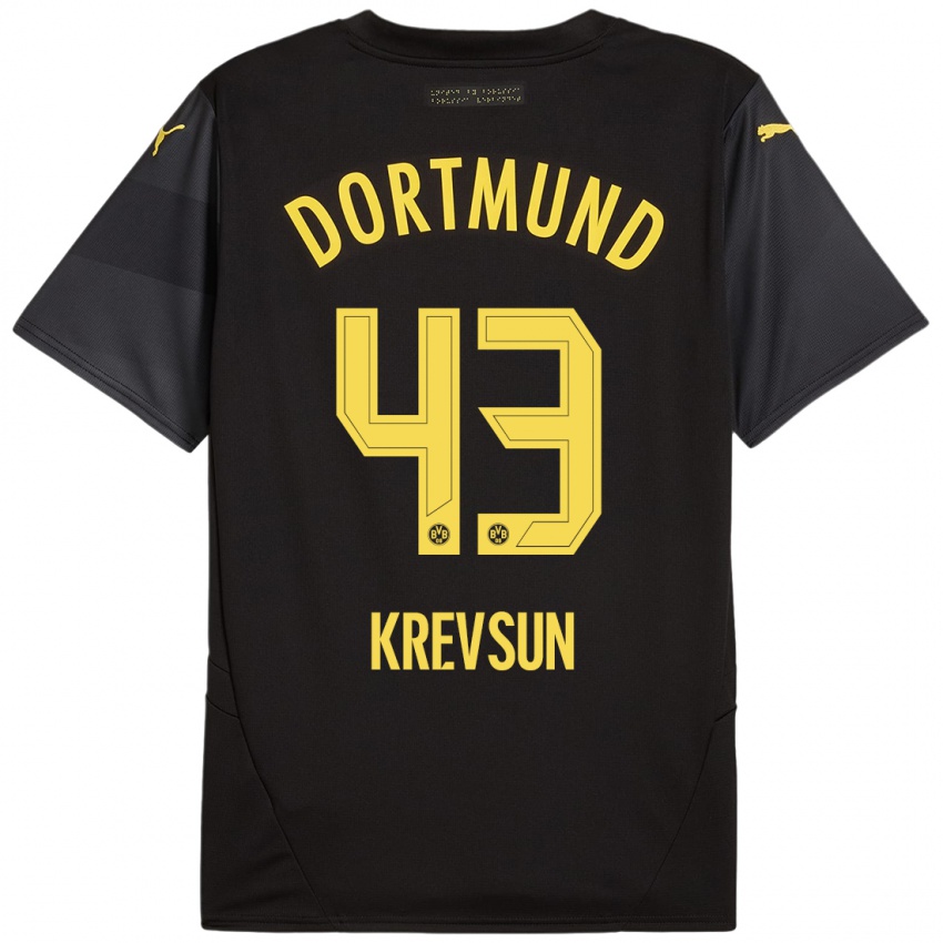 Heren Danylo Krevsun #43 Zwart Geel Uitshirt Uittenue 2024/25 T-Shirt